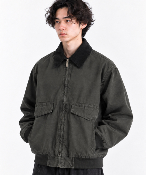 GRAYBLVD(グレイブラバット)の「コルト襟付きワークジャケット(カーキ)(デニムジャケット・レディース・その他・1/2)」の1枚目の写真