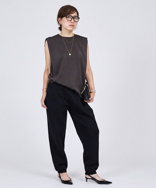 DESIGNWORKS（デザインワークス）の「【一部店舗限定】【セットアップ対応】接結ダブルフェイスジョガーパンツ（その他パンツ・レディース・グレー/ブラック/オフホワイト・フリー）」の15枚目の写真