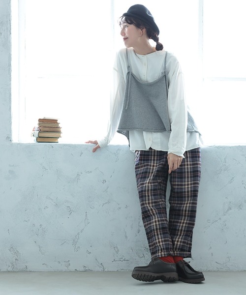soulberry(ソウルベリー)の「チェックで仕立てた“ふつうのパンツ”(その他パンツ・レディース・ネイビー・4L/3L/LL/L/M/S/5L)」の3枚目の写真