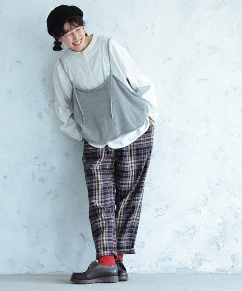 soulberry(ソウルベリー)の「チェックで仕立てた“ふつうのパンツ”(その他パンツ・レディース・ネイビー・4L/3L/LL/L/M/S/5L)」の5枚目の写真