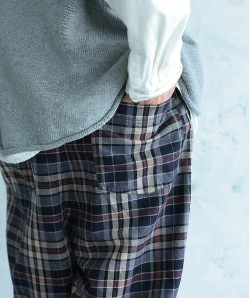 soulberry(ソウルベリー)の「チェックで仕立てた“ふつうのパンツ”(その他パンツ・レディース・ネイビー・4L/3L/LL/L/M/S/5L)」の6枚目の写真