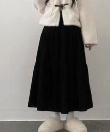コーデュロイ ティアードフレアロングスカート