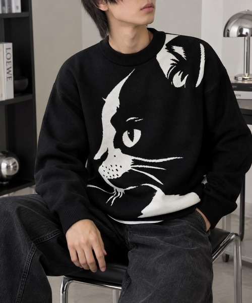 Bling Leads(ブリングリーズ)の「【Bls】【ZM】【Bling Leads】JQDコットンニット アニマル/猫(ニット/セーター・メンズ・ブラック系その他2/ブラック系その他4/ブラック系その他3/ブラック系その他・MEDIUM/LARGE)」の8枚目の写真