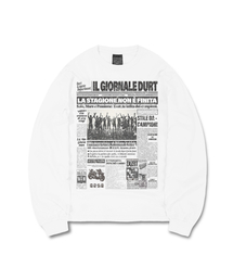 NEWSPAPER LONG SLEEVE TEE (WHITE)