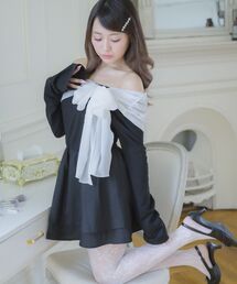 オフショルリボンワンピース