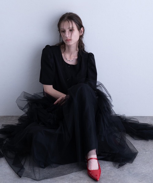 atlo(アトロ)の「ジェリーフィッシュ セットドレス パーティードレス セレモニー ミモレ丈&袖あり 結婚式二次会 フォーマル お呼ばれ オケージョンドレス 同窓会成人式(ドレス・レディース・ブラック/ライトブルー/アイボリー・L/M/S)」の13枚目の写真