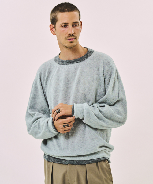crepuscule(クレプスキュール)の「crepuscule / クレプスキュール W/G Mohair Mix Reversible P/O(ニット/セーター・メンズ・ブラック/チャコールグレー・1/2)」の9枚目の写真