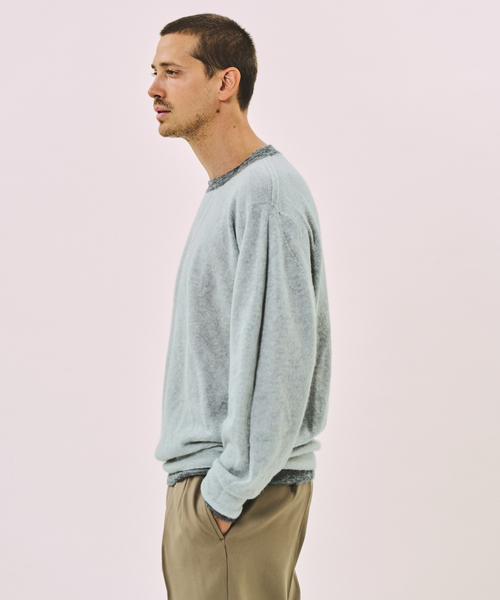 crepuscule(クレプスキュール)の「crepuscule / クレプスキュール W/G Mohair Mix Reversible P/O(ニット/セーター・メンズ・ブラック/チャコールグレー・1/2)」の7枚目の写真