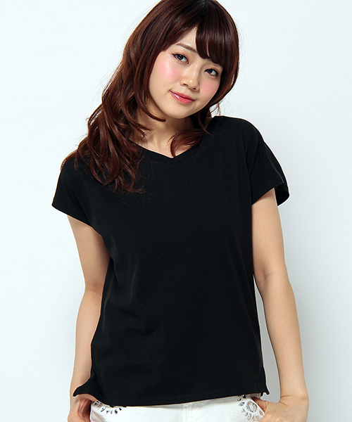 VENCEEXCHANGE（ヴァンスエクスチェンジ）の「ベーシックスリットTシャツ（Tシャツ/カットソー・レディース・ブラック/ホワイト/ネイビー・MEDIUM）」の3枚目の写真