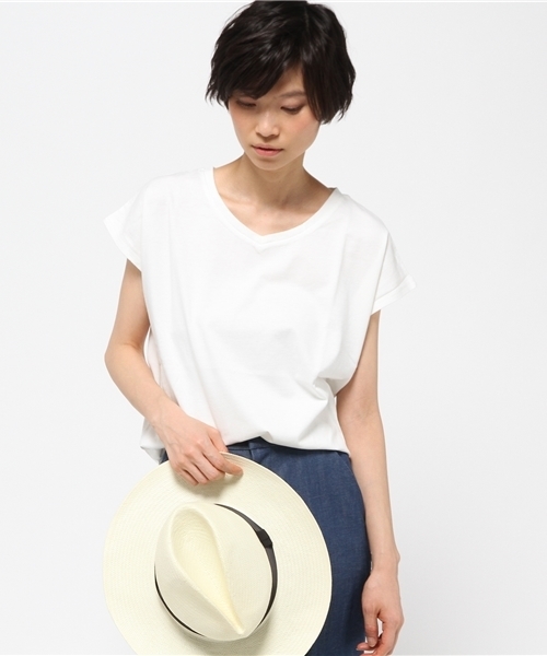 VENCEEXCHANGE（ヴァンスエクスチェンジ）の「ベーシックスリットTシャツ（Tシャツ/カットソー・レディース・ブラック/ホワイト/ネイビー・MEDIUM）」の11枚目の写真