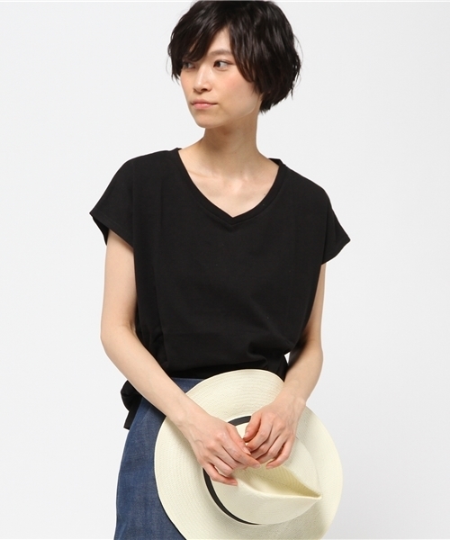 VENCEEXCHANGE（ヴァンスエクスチェンジ）の「ベーシックスリットTシャツ（Tシャツ/カットソー・レディース・ブラック/ホワイト/ネイビー・MEDIUM）」の12枚目の写真