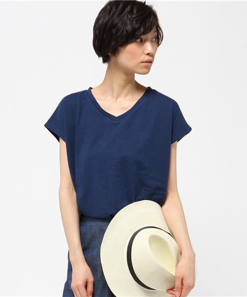 VENCEEXCHANGE（ヴァンスエクスチェンジ）の「ベーシックスリットTシャツ（Tシャツ/カットソー・レディース・ブラック/ホワイト/ネイビー・MEDIUM）」の13枚目の写真