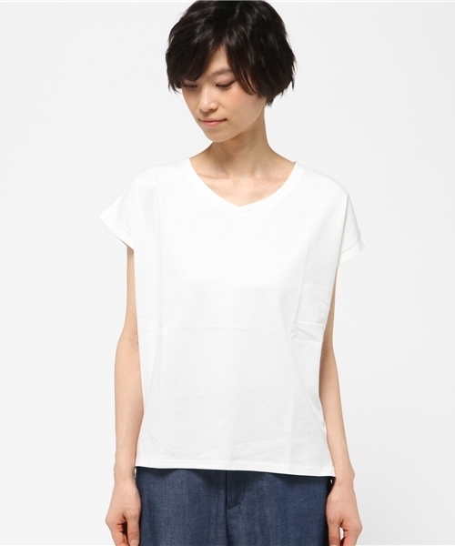 VENCEEXCHANGE（ヴァンスエクスチェンジ）の「ベーシックスリットTシャツ（Tシャツ/カットソー・レディース・ブラック/ホワイト/ネイビー・MEDIUM）」の4枚目の写真