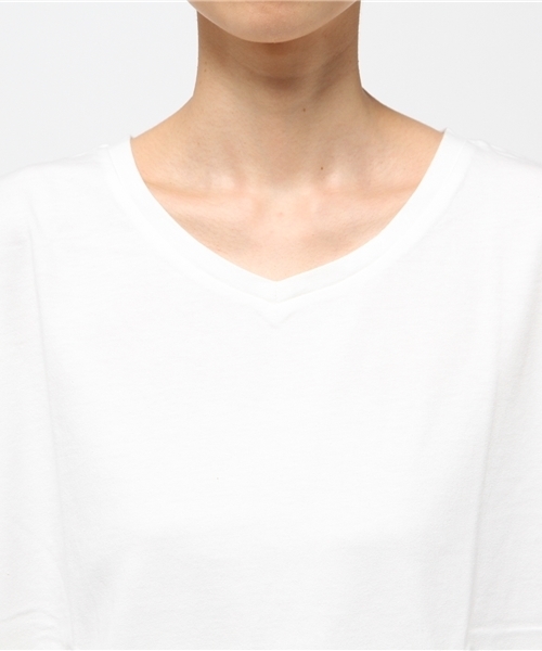 VENCEEXCHANGE（ヴァンスエクスチェンジ）の「ベーシックスリットTシャツ（Tシャツ/カットソー・レディース・ブラック/ホワイト/ネイビー・MEDIUM）」の7枚目の写真