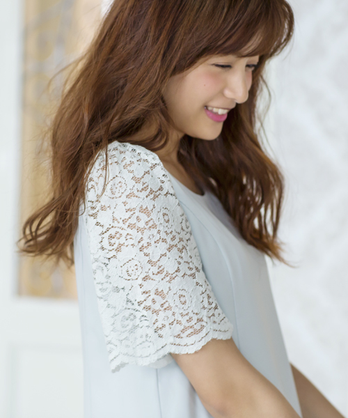 MISCH MASCH（ミッシュマッシュ）の「袖レースワンピース（ワンピース・レディース・ホワイト/ライトグリーン/ネイビー・MEDIUM）」の10枚目の写真