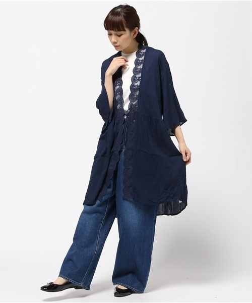 MOUSSY（マウジー）の「LACE COMBI CHIFFON GOWN F（カーディガン/ボレロ・レディース・ホワイト/ブラック/ネイビー・FREE）」の14枚目の写真