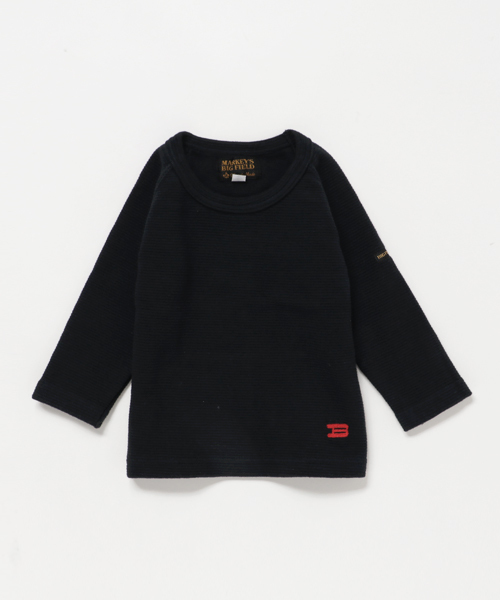 BIG FIELD(ビッグフィールド)の「9分袖スパンフライスカットソー (80〜120cm)(Tシャツ/カットソー)」|ブラック