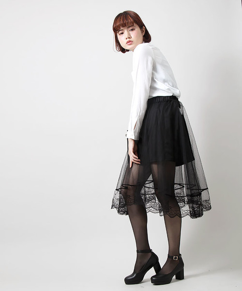 WEGO(ウィゴー)の「WEGO/シアーチュールヘムラインスカート(スカート・レディース・ホワイト/ピンク/ブラック・FREE)」の17枚目の写真