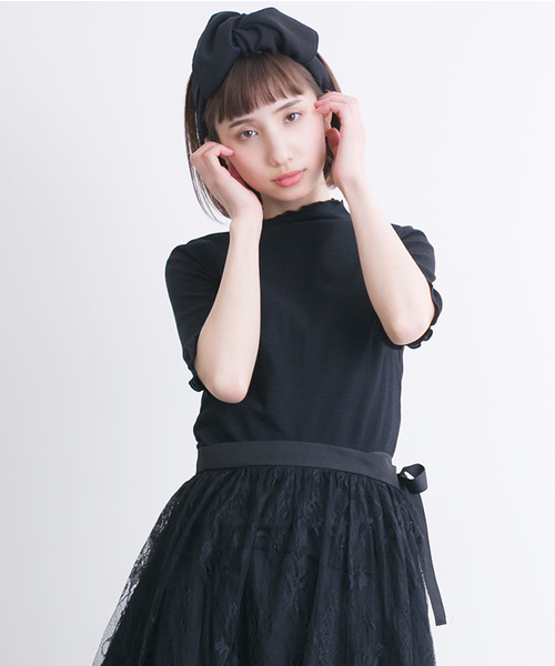 MERLOT(メルロー)の「フリルハイネックリブトップス1029(Tシャツ/カットソー・レディース・オフホワイト/グレー/ブラック/ピンク・FREE)」の3枚目の写真