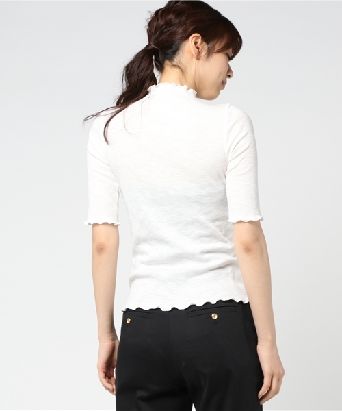 MERLOT(メルロー)の「フリルハイネックリブトップス1029(Tシャツ/カットソー・レディース・オフホワイト/グレー/ブラック/ピンク・FREE)」の7枚目の写真