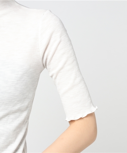 MERLOT(メルロー)の「フリルハイネックリブトップス1029(Tシャツ/カットソー・レディース・オフホワイト/グレー/ブラック/ピンク・FREE)」の9枚目の写真