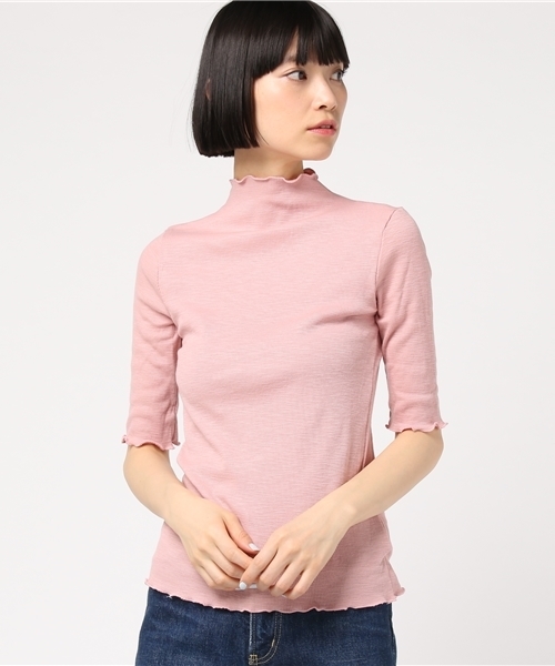 MERLOT(メルロー)の「フリルハイネックリブトップス1029(Tシャツ/カットソー・レディース・オフホワイト/グレー/ブラック/ピンク・FREE)」の13枚目の写真