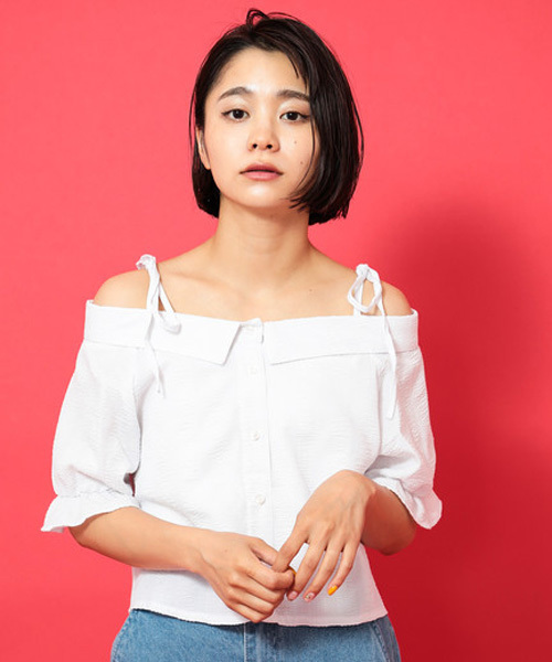 E Hyphen World Gallery イーハイフンワールドギャラリー の オフショルパフスリーブブラウス シャツ ブラウス Wear