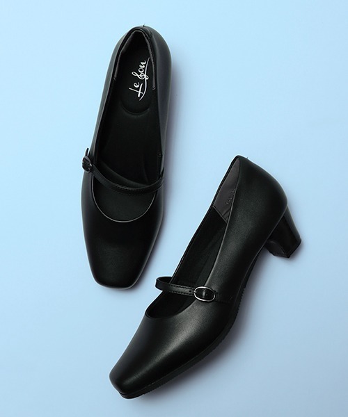 【セール】【Le son/ル ソン】牛革 カウレザーワンストラップスクエアパンプス（パンプス）｜LUGG NAGG（ラグナグ）