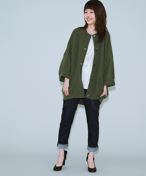 mercibeaucoup, ドルマンスリーブ　アウター　ジャンパー　カーキ mercibeaucoup, ドルマンスリーブ アウター カーキ ドルマンスリーブ