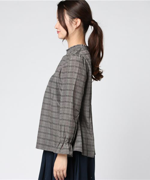 natural couture（ナチュラルクチュール）の「グレンチェックシャーリングプチハイブラウス（シャツ/ブラウス・レディース・ブラウン/グレー・FREE）」の3枚目の写真