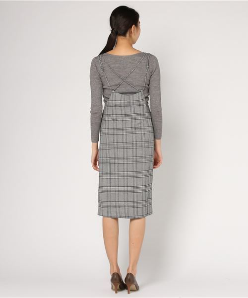 KOBE LETTUCE（コウベレタス）の「細ストラップでレディらしく華奢見せ！バッククロス細ストラップジャンパースカート/レディースボトムス[M2001]神戸レタス（スカート・レディース・ブラック/パープル/キャメル/チェック・FREE）」の5枚目の写真