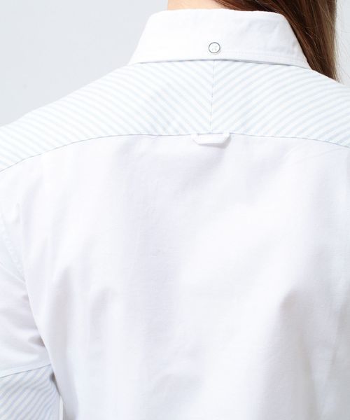 koe×THOM BROWN 　ホワイト ノースリーブ シャツワンピース koe×THOM BROWNE（コエトムブラウン）の「[koe×THOM BROWNE