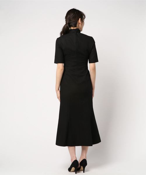 りか　CLANE 半袖ワンピース　ブラック 1 CLANE（クラネ）の「SCARF COLLAR ONEPIECE（ワンピース）」 - WEAR