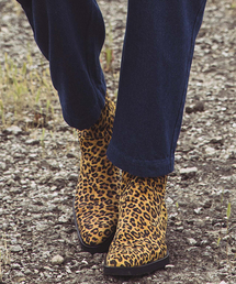 NO ID. | mko7063-レオパードバックＺＩＰヒールブーツ(ブーツ)