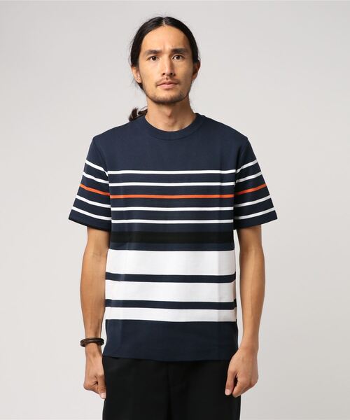 ABAHOUSE（アバハウス）の「14GGミラノリブパネルボーダーニット（ニット/セーター・メンズ・ネイビー/ボルドー・46/44/48）」の2枚目の写真