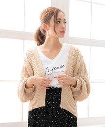 夢展望 | アイスランドヤーンケーブルアランニットボレロカーデ(ニット/セーター)