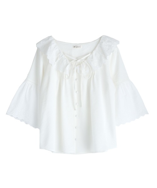 axes femme（アクシーズファム）の「クロスリボンブラウス（シャツ/ブラウス・レディース・ホワイト/サックスブルー/ブラック・MEDIUM）」の2枚目の写真