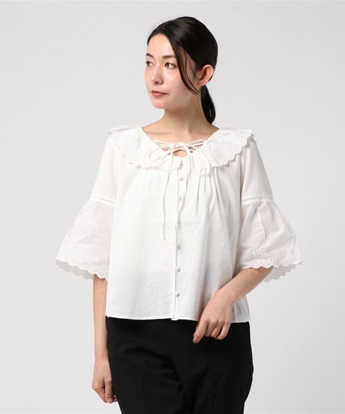 axes femme（アクシーズファム）の「クロスリボンブラウス（シャツ/ブラウス・レディース・ホワイト/サックスブルー/ブラック・MEDIUM）」の7枚目の写真