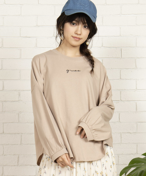 WEGO(ウィゴー)の「WEGO/ロゴルーズコットンロンT(Tシャツ/カットソー・レディース・ホワイト/ベージュ/ピンク/ブルー・FREE)」の3枚目の写真