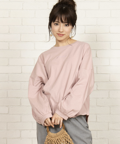 WEGO(ウィゴー)の「WEGO/ロゴルーズコットンロンT(Tシャツ/カットソー・レディース・ホワイト/ベージュ/ピンク/ブルー・FREE)」の4枚目の写真