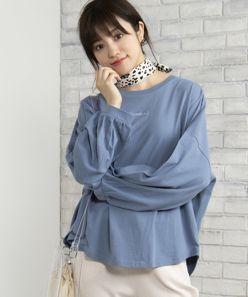 WEGO(ウィゴー)の「WEGO/ロゴルーズコットンロンT(Tシャツ/カットソー・レディース・ホワイト/ベージュ/ピンク/ブルー・FREE)」の1枚目の写真