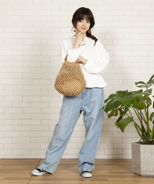 WEGO(ウィゴー)の「WEGO/ロゴルーズコットンロンT(Tシャツ/カットソー・レディース・ホワイト/ベージュ/ピンク/ブルー・FREE)」の11枚目の写真