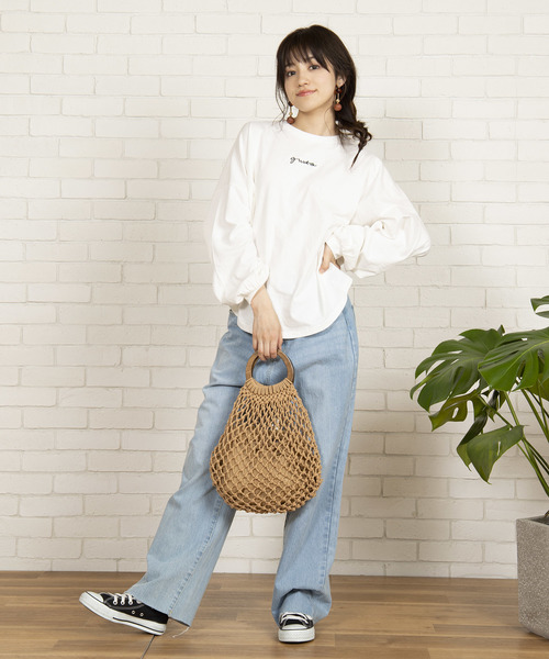 WEGO(ウィゴー)の「WEGO/ロゴルーズコットンロンT(Tシャツ/カットソー・レディース・ホワイト/ベージュ/ピンク/ブルー・FREE)」の9枚目の写真