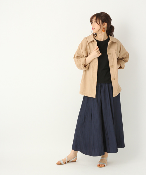 GLOBAL WORK(グローバルワーク)の「ベルトツキミリタリーシャツジャケット/828346(ミリタリージャケット・レディース・ベージュ/カーキ/ダークグレー・FREE)」の5枚目の写真