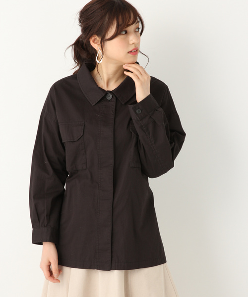 GLOBAL WORK(グローバルワーク)の「ベルトツキミリタリーシャツジャケット/828346(ミリタリージャケット・レディース・ベージュ/カーキ/ダークグレー・FREE)」の7枚目の写真