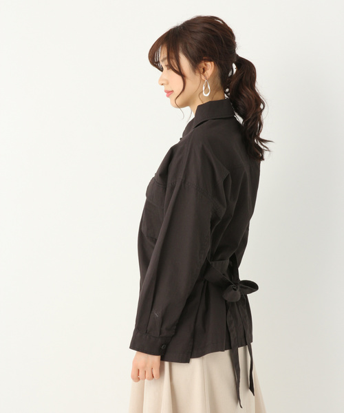 GLOBAL WORK(グローバルワーク)の「ベルトツキミリタリーシャツジャケット/828346(ミリタリージャケット・レディース・ベージュ/カーキ/ダークグレー・FREE)」の8枚目の写真