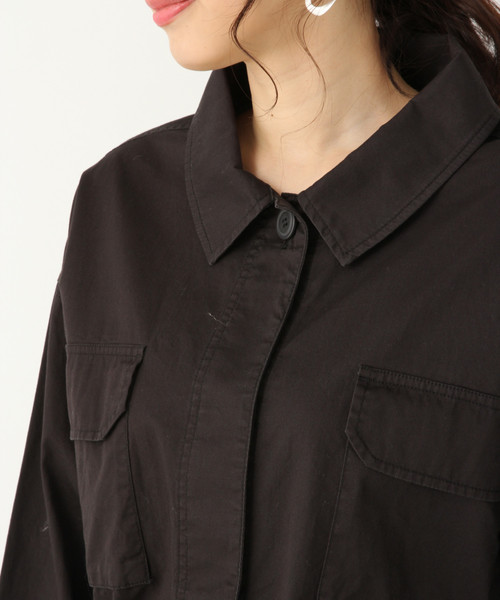 GLOBAL WORK(グローバルワーク)の「ベルトツキミリタリーシャツジャケット/828346(ミリタリージャケット・レディース・ベージュ/カーキ/ダークグレー・FREE)」の10枚目の写真