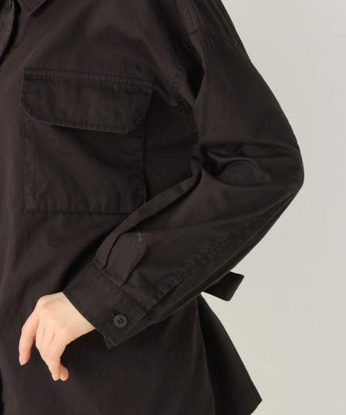 GLOBAL WORK(グローバルワーク)の「ベルトツキミリタリーシャツジャケット/828346(ミリタリージャケット・レディース・ベージュ/カーキ/ダークグレー・FREE)」の13枚目の写真