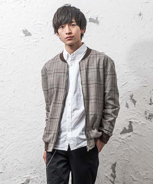 MinoriTY（マイノリティ）の「リバーシブルMA-1 チェックストライプブルゾン（その他アウター・メンズ・ブラック系その他/グレー系その他/ブラウン系その他/グリーン系その他/ブルー系その他/ブラック系その他2・M/L）」の5枚目の写真