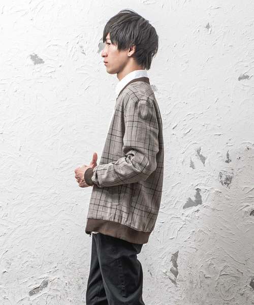 MinoriTY（マイノリティ）の「リバーシブルMA-1 チェックストライプブルゾン（その他アウター・メンズ・ブラック系その他/グレー系その他/ブラウン系その他/グリーン系その他/ブルー系その他/ブラック系その他2・M/L）」の10枚目の写真